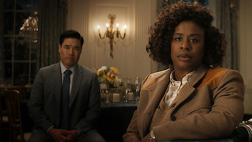 Uzo Aduba as Cordelia Cupp and Randall Park as Edwin Park in Season 1 of 'The Residence'