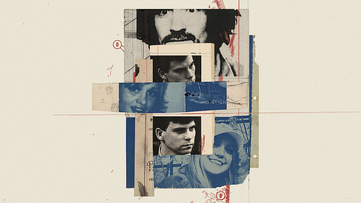 Collage of images from true crime documentaries 