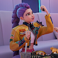 Rumi, Zoey, and Mira feast together in 'KPop Demon Hunters'
