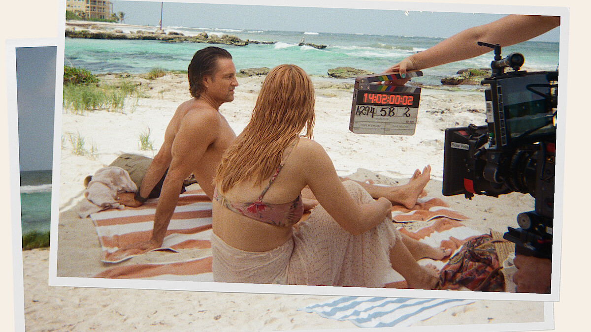 Jack and Mel shooting a beach scene 