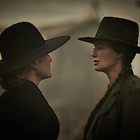 Gillian Anderson as Constance Van Ness and Lena Headey as Fiona Nolan in 'The Abandons'