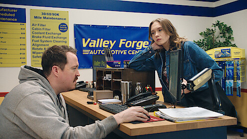 Shane Gillis as Shane and Veronika Slowikowska in 'Tires' Season 2.