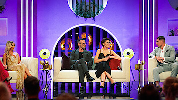 Bardha, Matt Willis, Emma Willis, and Jed at the 'Love Is Blind: UK' Season 2 Reunion