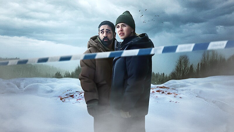 Kardo Razzazi as Daniel Lindskog and Carla Sehn as Hanna Ahlander in 'The Åre Murders'