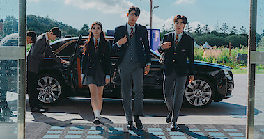 The cast of 'Hierarchy' walks into school.
