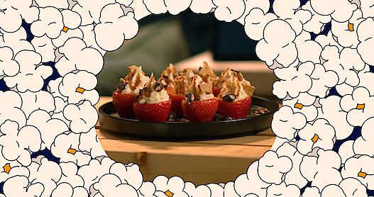 A picture of cheesecake stuffed strawberries