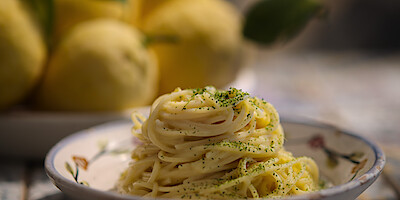 A plate of pasta.