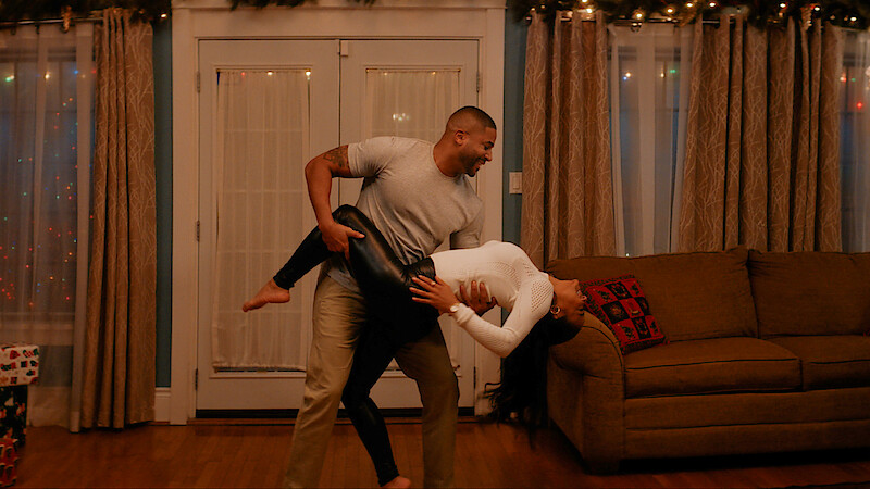 Devale Ellis as Teddy and Christina Milian as Layla in ‘Meet Me Next Christmas’