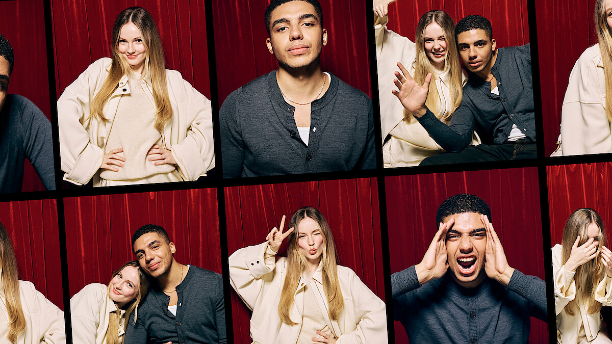 Jay Lycurgo and Hannah Dodd in a photobooth