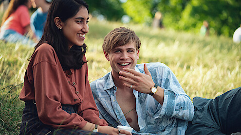 Ambika Mod as Emma & Leo Woodall as Dexter in 'One Day'