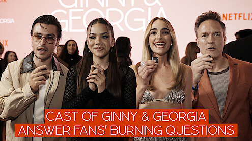 Still of Felix Mallard, Antonia Gentry, Brianne Howey and Scott Porter with "Cast Answer Fans' Burning Questions" text.