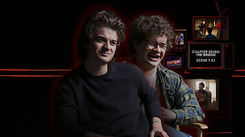 Joe Keery and Gaten Matarazzo behind the scenes of 'Stranger Things 5'