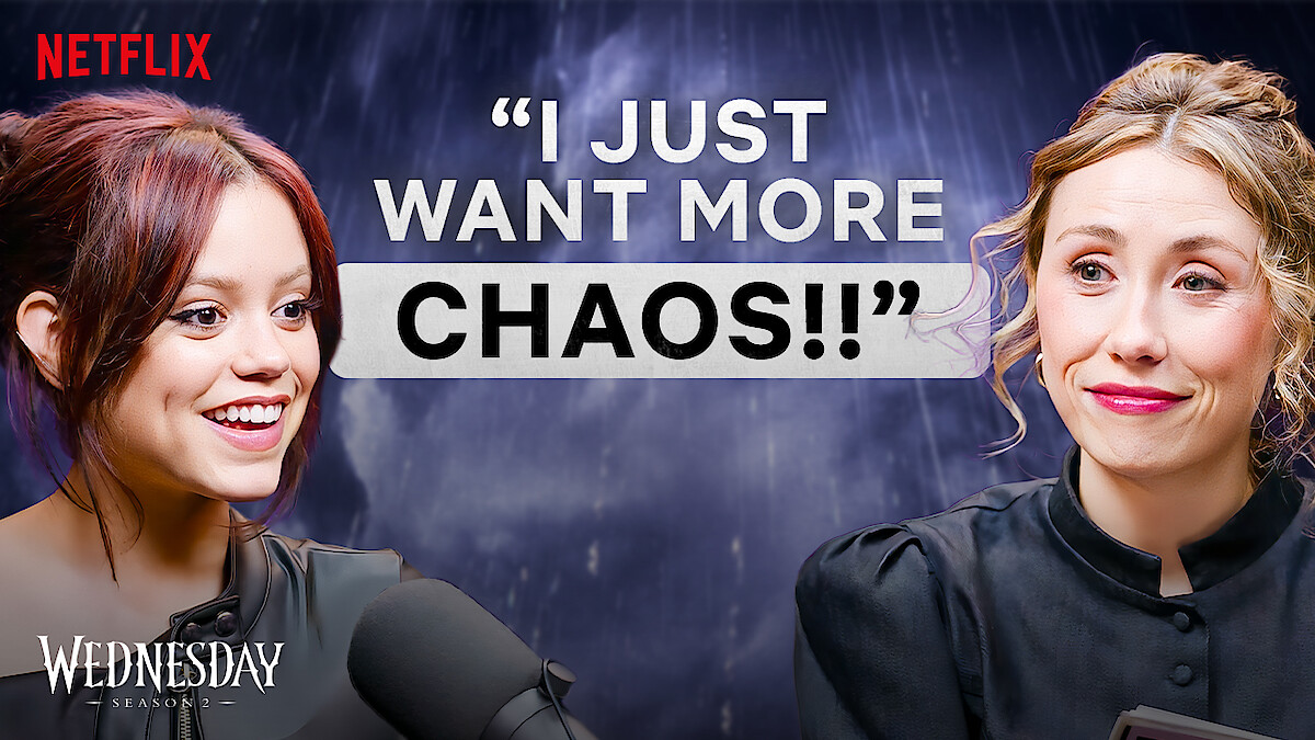 Jenna Ortega and Caitlyn in Wednesday Podcast Episode 8