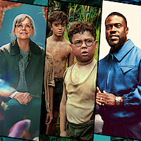 A split image of 'Remarkably Bright Creatures,' 'Lord of the Flies,' and 'Funny AF with Kevin Hart'