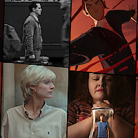 A four-part collage featuring Andrew Scott in Ripley, animated character Mizu from Blue Samurai, Elizabeth Debicki in The Crown, and Jessica Gunning in Baby Reindeer.