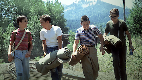 Gordie (Wil Wheaton), Chris (River Phoenix), Vern (Jerry O'Connell) and Teddy (Corey Feldman) take the road in 'Stand By Me.'