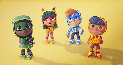 An image featuring all four of the main characters of Action Pack