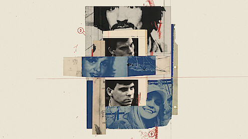 Collage of images from true crime documentaries 