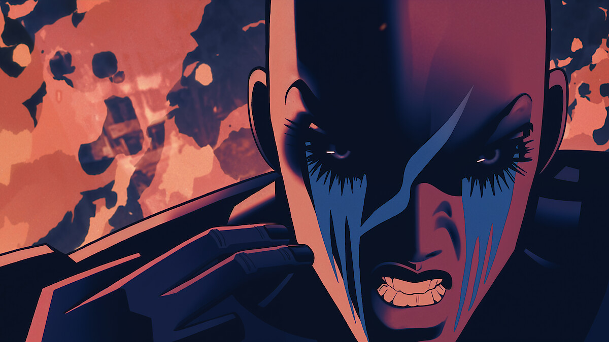 Animated still of a close-up face in "400 Boys" from ‘Love, Death, + Robots’ Volume 4