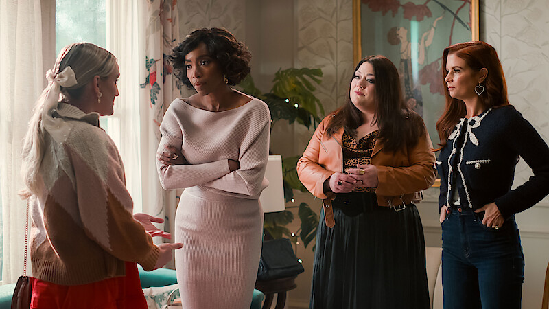 Jamie Lynn Spears as Noreen Fitzgibbons, Heather Headley as Helen Decatur, Brooke Elliott as Dana Sue Sullivan and JoAnna Garcia Swisher as Maddie Townsend in 'Sweet Magnolias'.