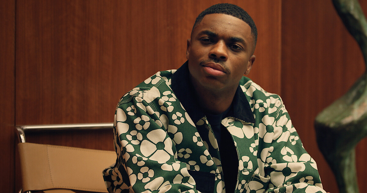 Vince Staples as Vince Staples stils in a wood paneled room in season 1 of 'The Vince Staples Show'