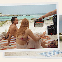 Jack and Mel shooting a beach scene 