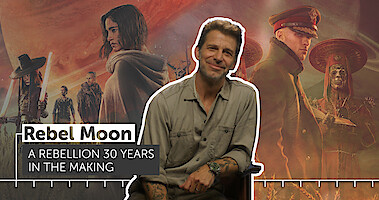 Zack Snyder sitting in a chair with a timeline graphic overlay.