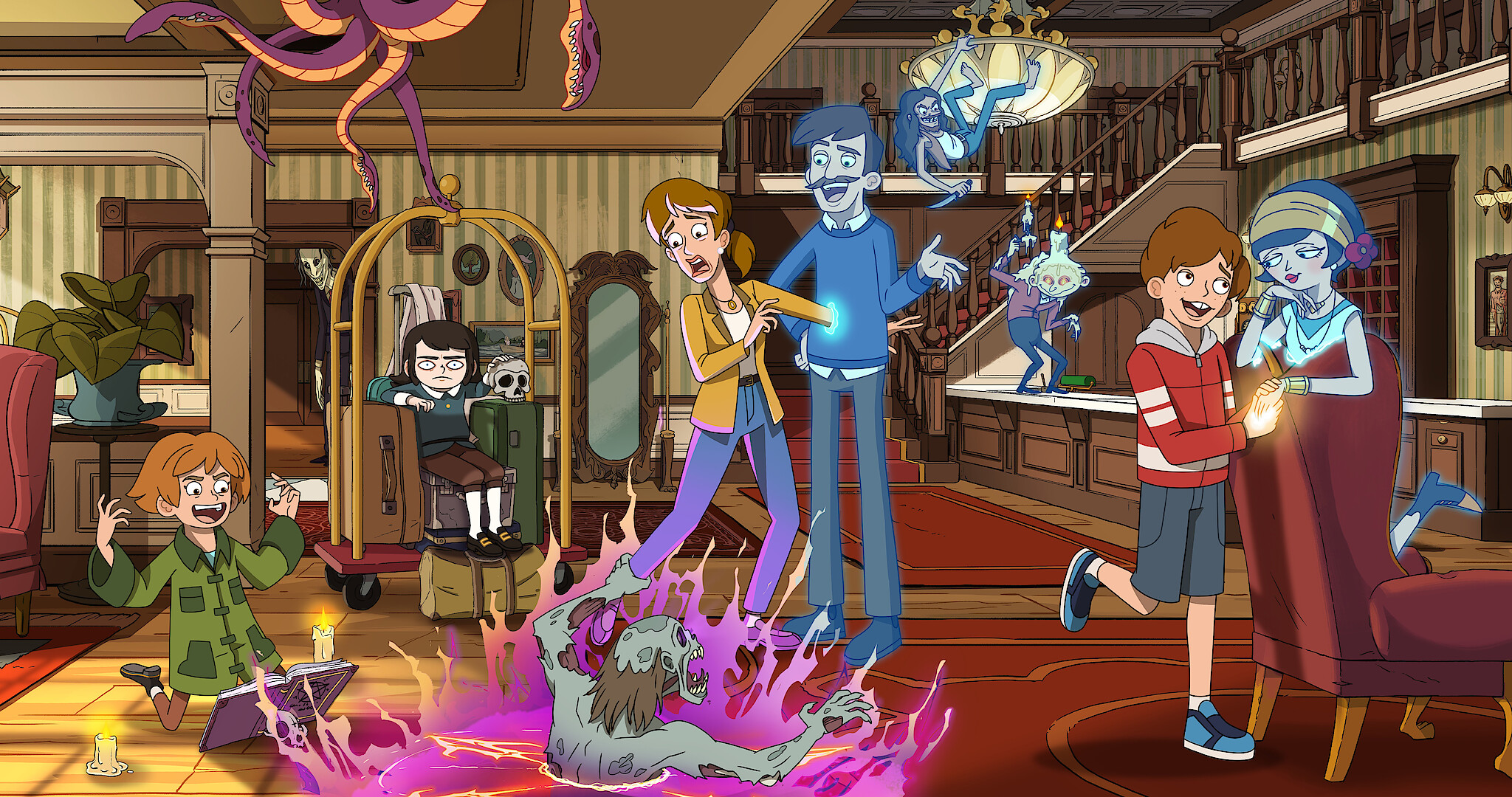 Haunted Hotel official series artwork Official Haunted Hotel series artwork featuring the animated hotel family and supernatural activity