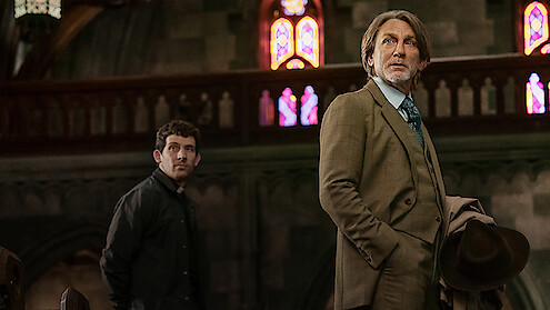 Josh O’Connor and Daniel Craig as Benoit Blanc in 'Wake Up Dead Man: A Knives Out Mystery'