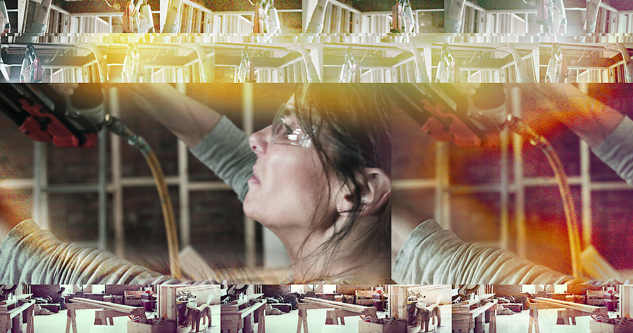 Sandra Bullock behind glass