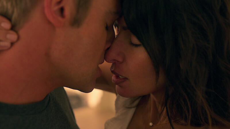 Passionate couple in close embrace