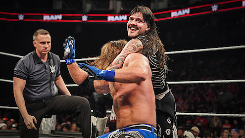 Dominik Mysterio chokes AJ Styles at WWE Raw