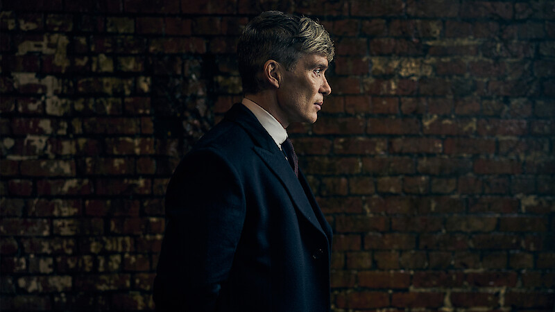 A man in a dark overcoat stands in profile against a worn brick wall in a dimly lit setting, creating a moody and introspective atmosphere.