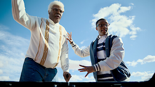 Joe’s College Road Trip. (L-R) Tyler Perry as Joe and Jermaine Harris as B.J. in Joe’s College Road Trip. Cr. Perry Well Films 2/Courtesy Netflix