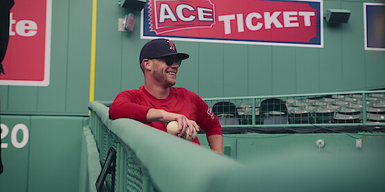 Andrew Bailey on the field at Fenway Park