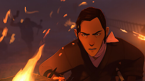 Mizu, voiced by Maya Erskine, in ‘Blue Eye Samurai’ Season 2.