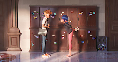 Adrien and Marinette in a scene from 'Miraculous: Ladybug & Cat Noir, The Movie'
