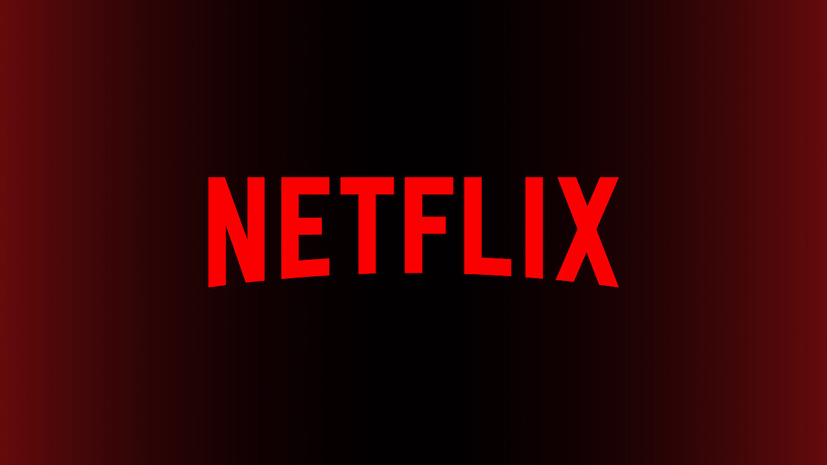 Netflix logo in bold red text centered on a gradient black and red background, representing the popular streaming service's branding.