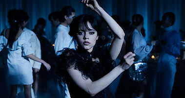 Jenna Ortega as Wednesday Addams at prom in 'Wednesday.' 