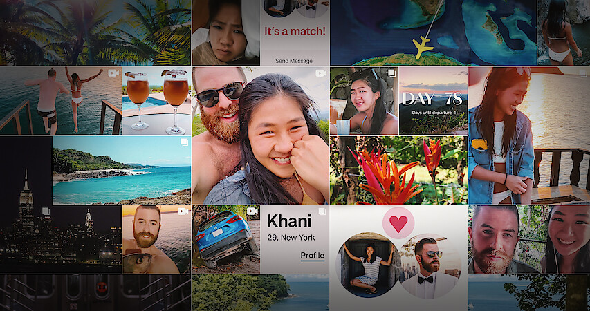 A collection of Instagram images of a couple in a tropical paradise