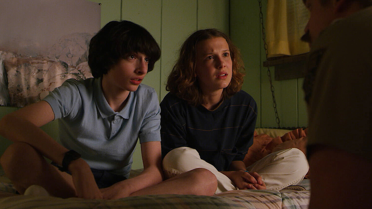 Finn Wolfhard as Mike and Millie Bobby Brown as Eleven in 'Stranger Things' Season 3.