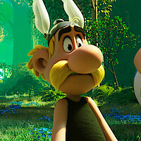 An instream still from 'Astérix & Obélix: The Big Fight', featuring two animated characters in a forest.