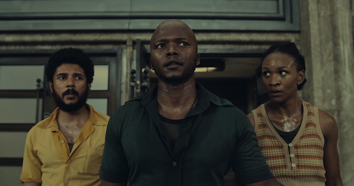 Main characters in a scene from Silverton Siege on Netflix
