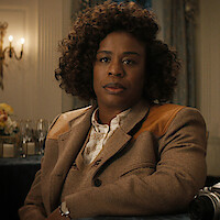 Uzo Aduba as Cordelia Cupp and Randall Park as Edwin Park in Season 1 of 'The Residence'