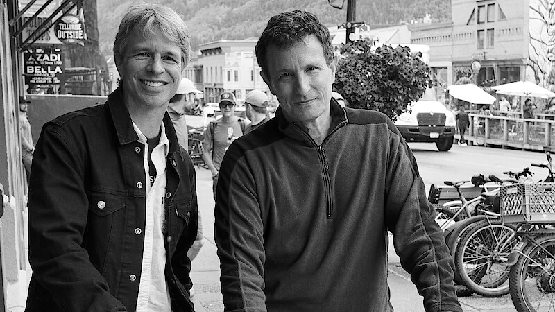 Marshall Curry and David Remnick stand outside on the main strip in Telluride, CO at the 2025 Telluride Film Festival.
