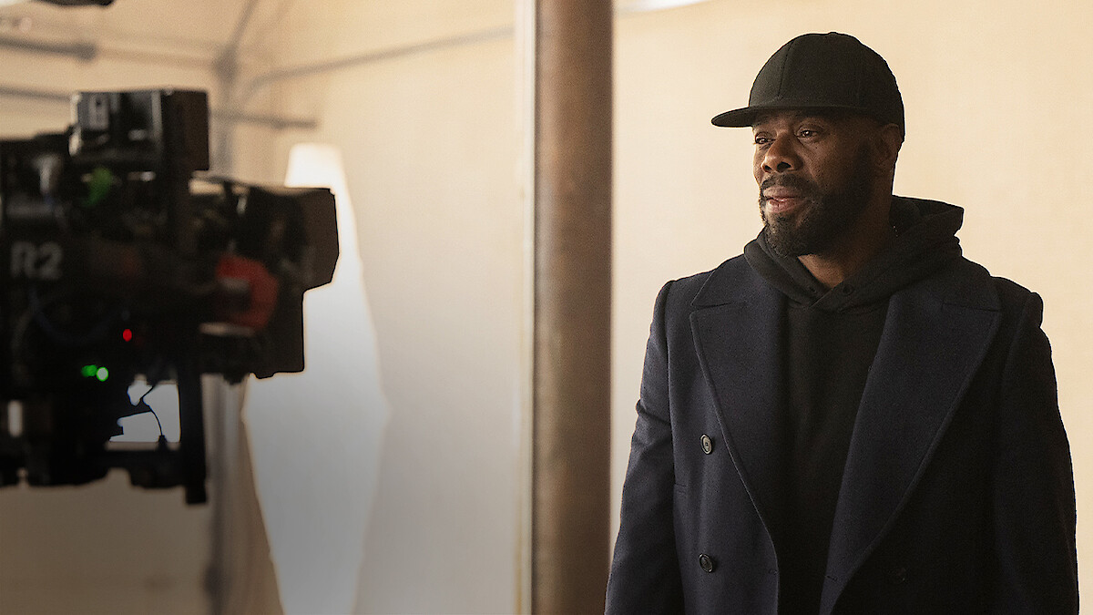 Behind the scenes image of a camera filming Colman Domingo in Season 1 of 'The Madness'