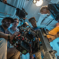 Caleb McLaughlin and Maya Hawke on the set of 'Stranger Things 5'