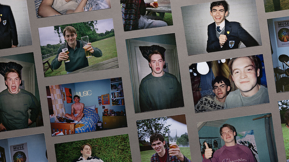 Grid of disposable camera prints of Joe Locke and Kit Connor from Heartstopper Forever