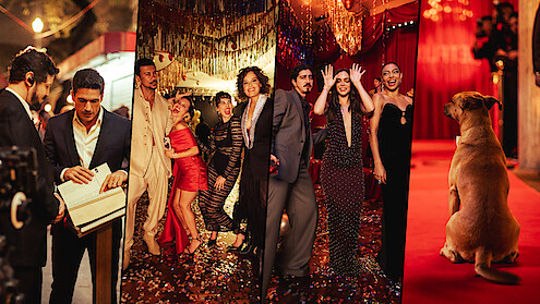 Montagem mostra atores e atrizes da Netflix na festa da empresa