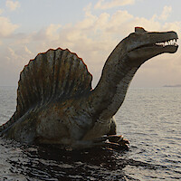 A dinosaur in the water